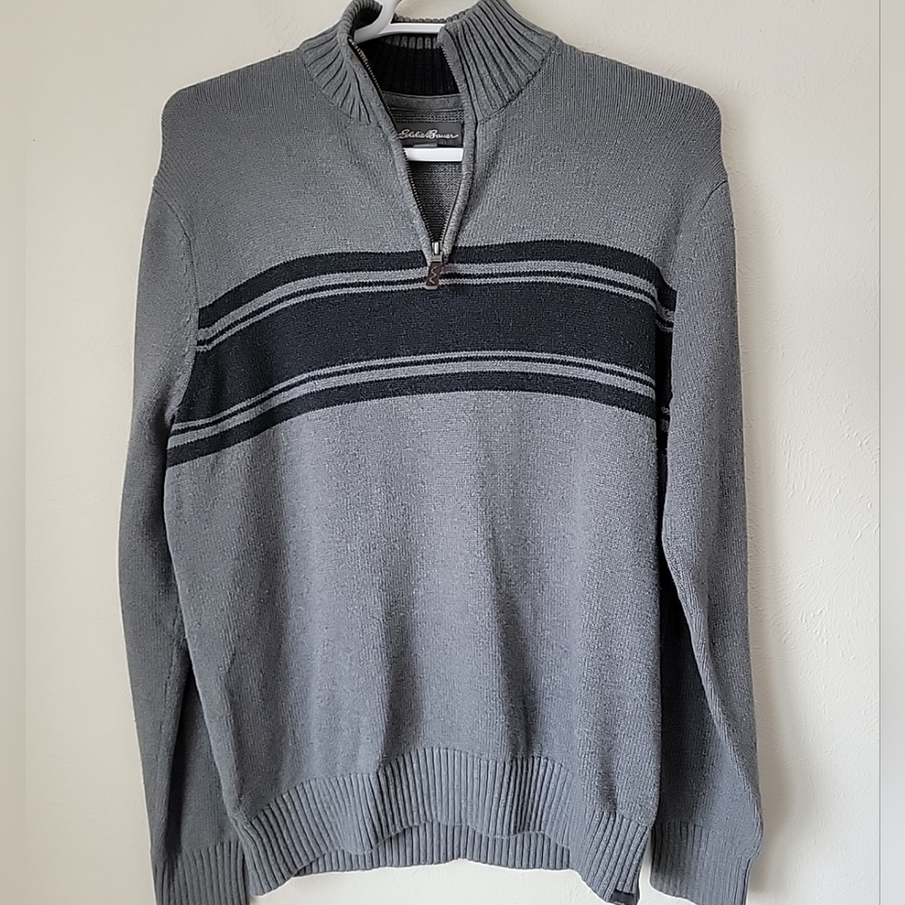 Eddie bauer mens grey Sweater 1/4 Zip Large 🤫